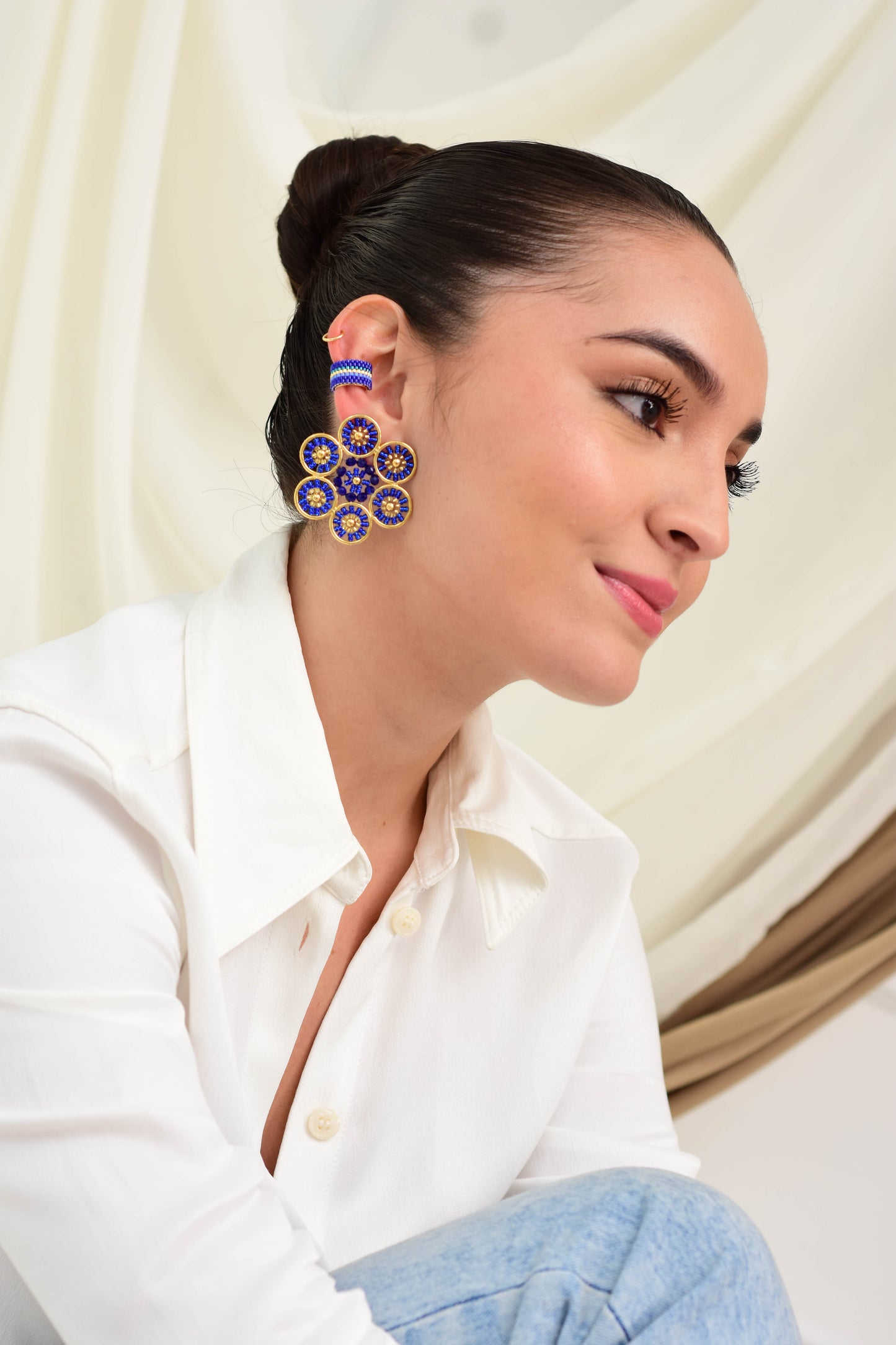 Earcuff Azul Líneas