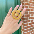 Anillo Bronce Filigrana Flor